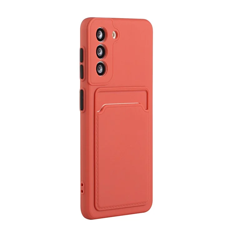 Soft TPU Phone Case Cover with Card Slot for Samsung Galaxy S21+ 5G - Coral