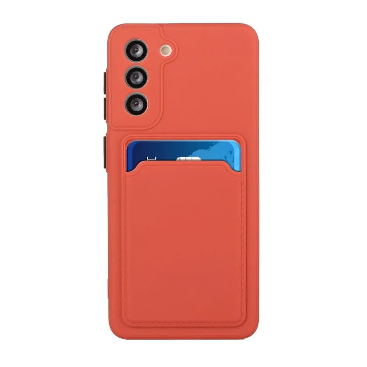 Soft TPU Phone Case Cover with Card Slot for Samsung Galaxy S21+ 5G - Coral