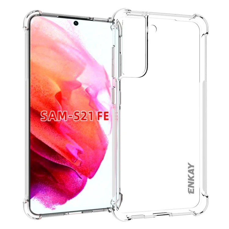 ENKAY HAT PRINCE Anti-slip 4 Corners Thickened Drop-proof Clear TPU Mobile Phone Protective Case for Samsung Galaxy S21 FE