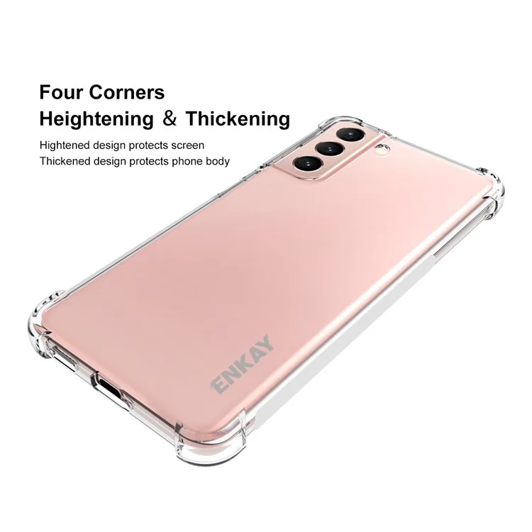 ENKAY HAT PRINCE Anti-slip 4 Corners Thickened Drop-proof Clear TPU Mobile Phone Protective Case for Samsung Galaxy S21 FE