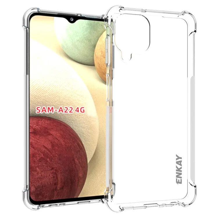 ENKAY HAT PRINCE Anti-slip 4 Corners Thickened Shockproof Clear TPU Phone Case pour Samsung Galaxy A22 4G (Version EU)