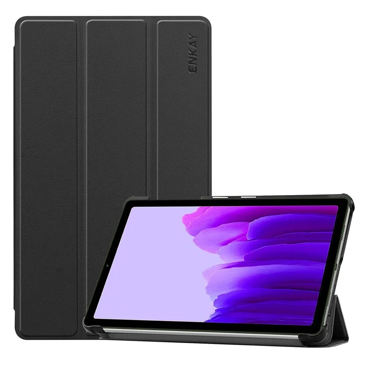 Enkay Hat Prince Enk-8030 Tri-fold Stand pu Leather Auto Wake Sleep Tablet Couvercle Pour Samsung Galaxy Tab A7 Lite 8,7 Pouces T220 / T225 - le Noir