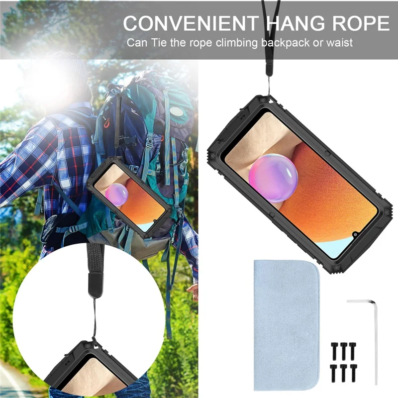 Kickstand Design TPU+Metal Protector Shockproof Dustproof Cover Shell for Samsung Galaxy A32 4G - Black