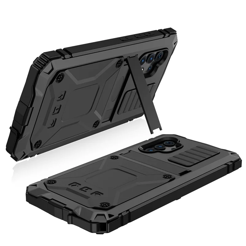 Kickstand Design TPU+Metal Protector Shockproof Dustproof Cover Shell for Samsung Galaxy A32 4G - Black