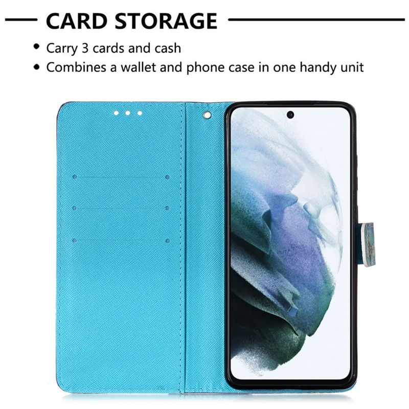 Pattern Printing Wallet Leather Phone Stand Case with Lanyard for Samsung Galaxy S21 FE - Gold Butterfly