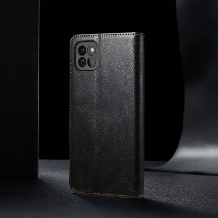 Case de Textura de Caballos de Crazy Waxy Case TPU + PU Cubierta de Cuero Para Samsung Galaxy A22 5G (versión de la Ue) - Negro
