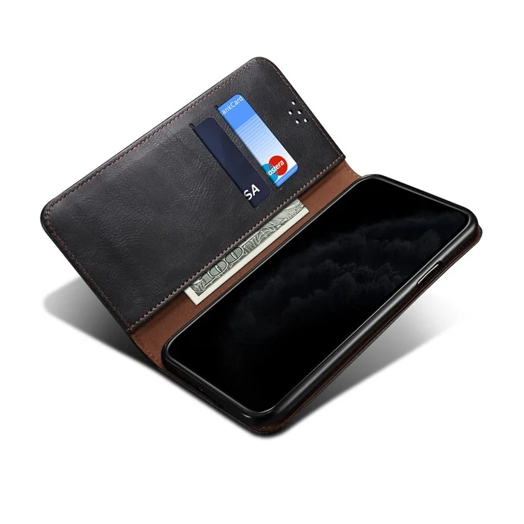 Case de Textura de Caballos de Crazy Waxy Case TPU + PU Cubierta de Cuero Para Samsung Galaxy A22 5G (versión de la Ue) - Negro