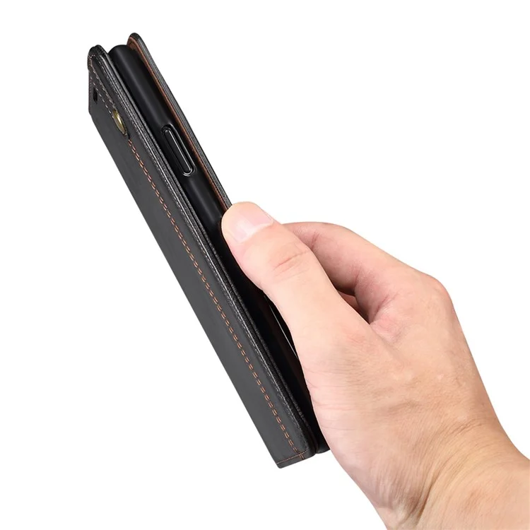 Case de Textura de Caballos de Crazy Waxy Case TPU + PU Cubierta de Cuero Para Samsung Galaxy A22 5G (versión de la Ue) - Negro
