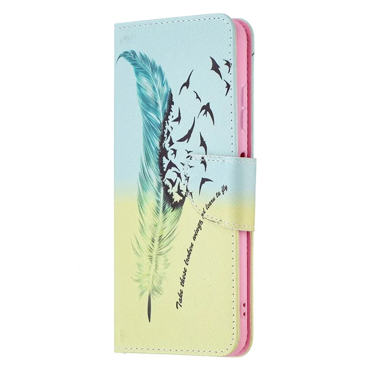 Shell Del Portafoglio Per il Portafoglio Per il Portafoglio Per il Portafoglio Per la Stampa Del Modello Per Samsung Galaxy A22 5G (versione Ue) - Piuma e Uccello