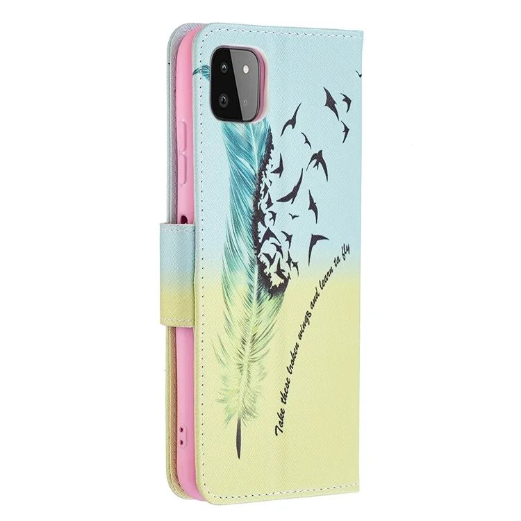 Shell Del Portafoglio Per il Portafoglio Per il Portafoglio Per il Portafoglio Per la Stampa Del Modello Per Samsung Galaxy A22 5G (versione Ue) - Piuma e Uccello