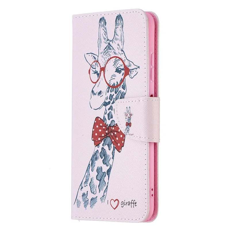 Pattern Printing Leather Stand Wallet Phone Case Shell for Samsung Galaxy A22 5G (EU Version) - Giraffe