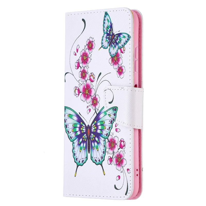 Wallet Stand Design Pattern Printing Flip Leather Phone Case Shell for Samsung Galaxy A22 5G (EU Version) - Butterfly and Flower