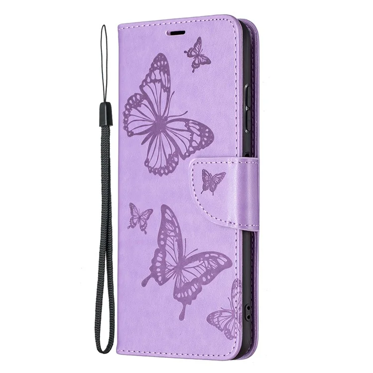 Shipfly Pattern Impresión de la Billetera de Cuero Para la Carcasa de la Billetera Para Samsung A22 5G (versión de la Ue) - Violeta