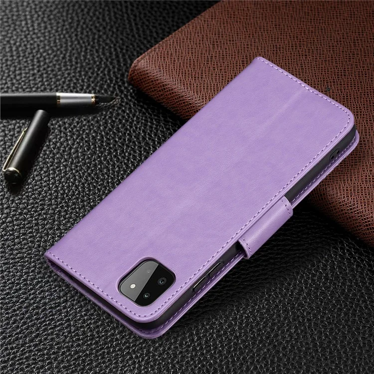 Shipfly Pattern Impresión de la Billetera de Cuero Para la Carcasa de la Billetera Para Samsung A22 5G (versión de la Ue) - Violeta