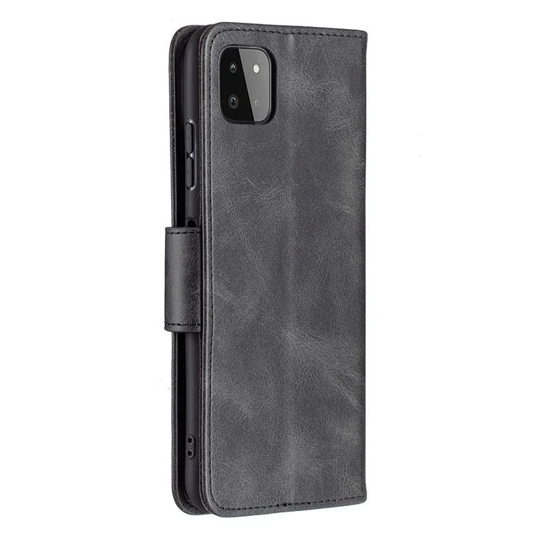 Capa de Casca de Couro da Carteira Com Alça de Mão Para o Samsung Galaxy A22 5G (versão da Ue) - Preto