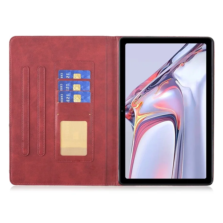Funda protectora de piel con diseño geométrico para Samsung Galaxy Tab A7 10.4 (2020) / (2022) / T505 / T500 - Rojo