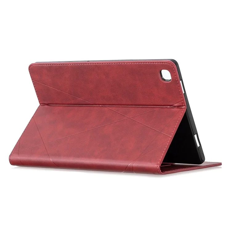 Funda protectora de piel con diseño geométrico para Samsung Galaxy Tab A7 10.4 (2020) / (2022) / T505 / T500 - Rojo