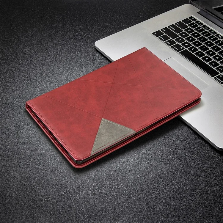 Funda protectora de piel con diseño geométrico para Samsung Galaxy Tab A7 10.4 (2020) / (2022) / T505 / T500 - Rojo