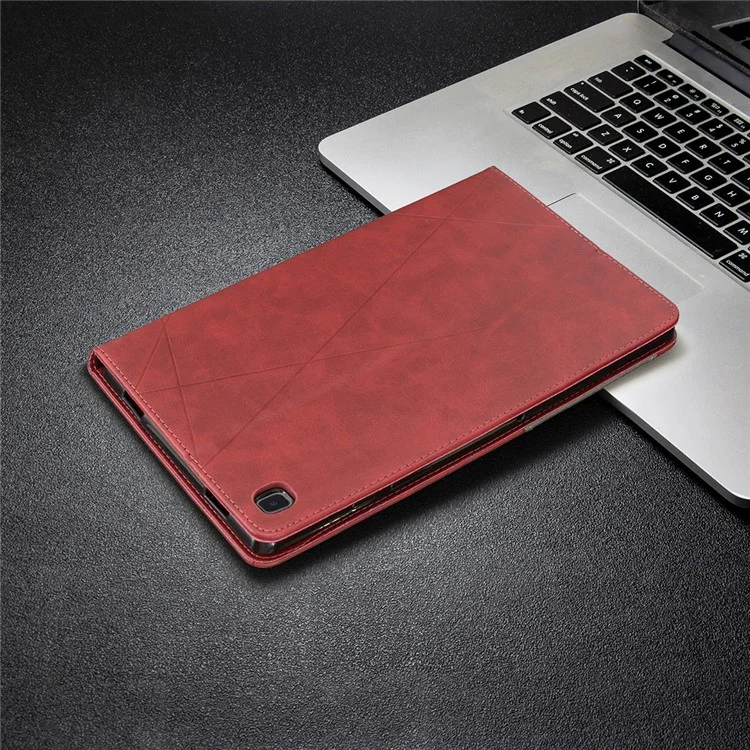 Funda protectora de piel con diseño geométrico para Samsung Galaxy Tab A7 10.4 (2020) / (2022) / T505 / T500 - Rojo