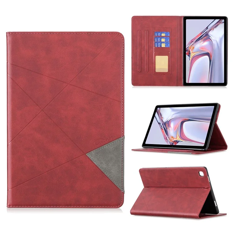 Funda protectora de piel con diseño geométrico para Samsung Galaxy Tab A7 10.4 (2020) / (2022) / T505 / T500 - Rojo