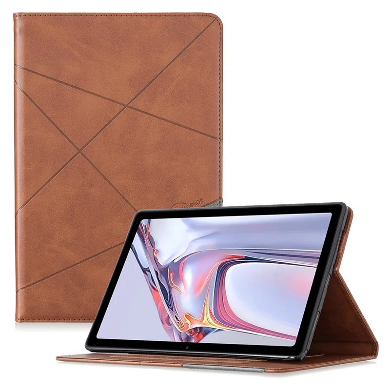 Geometric Pattern Design Leather Tablet Case Protector for Samsung Galaxy Tab A7 10.4 (2020) / (2022) / T505 / T500 - Brown