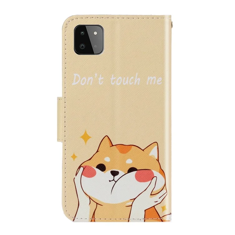 Полное Покрытие Puction Pucting Cheedle Wallet Cover Cover Cover Для Samsung Galaxy A22 5G (версия Eu) - Котенок