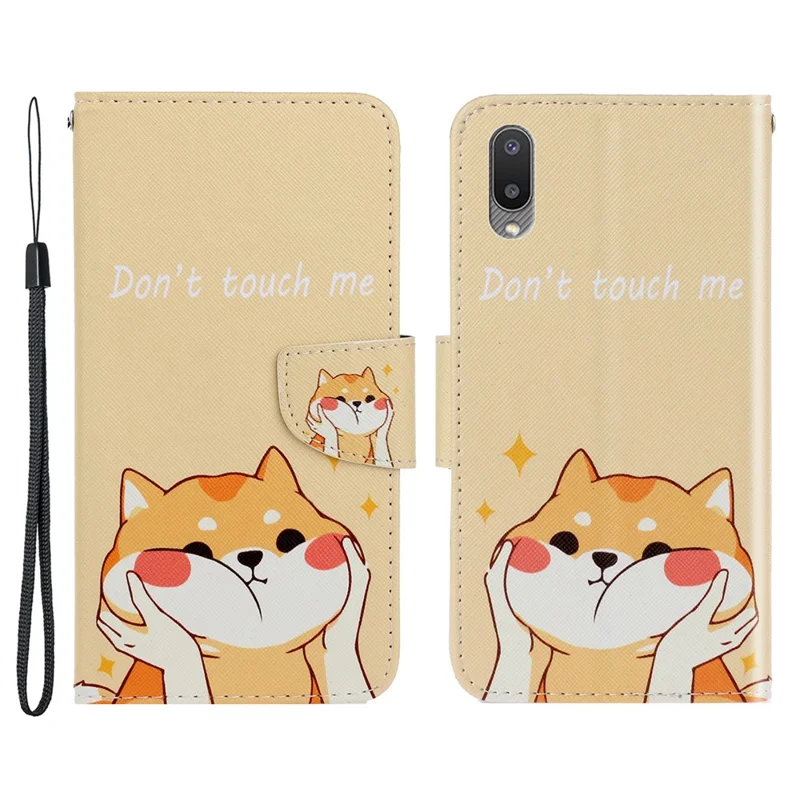 Special Pattern Printing PU Leather Full Protection Wallet Stand Phone Cover Case for Samsung Galaxy M02/A02 - Don't Touch Me