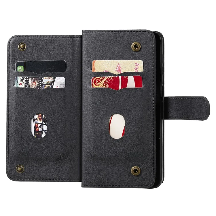 For Samsung Galaxy A32 5G / M32 5G Leather Case with 10 Card Holder Phone Cover Stand - Black