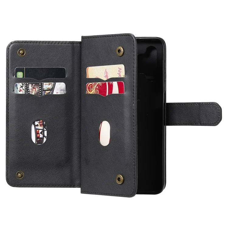 For Samsung Galaxy A32 5G / M32 5G Leather Case with 10 Card Holder Phone Cover Stand - Black