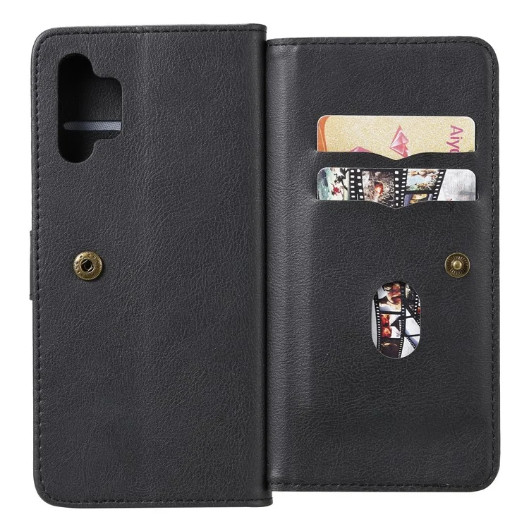 For Samsung Galaxy A32 5G / M32 5G Leather Case with 10 Card Holder Phone Cover Stand - Black