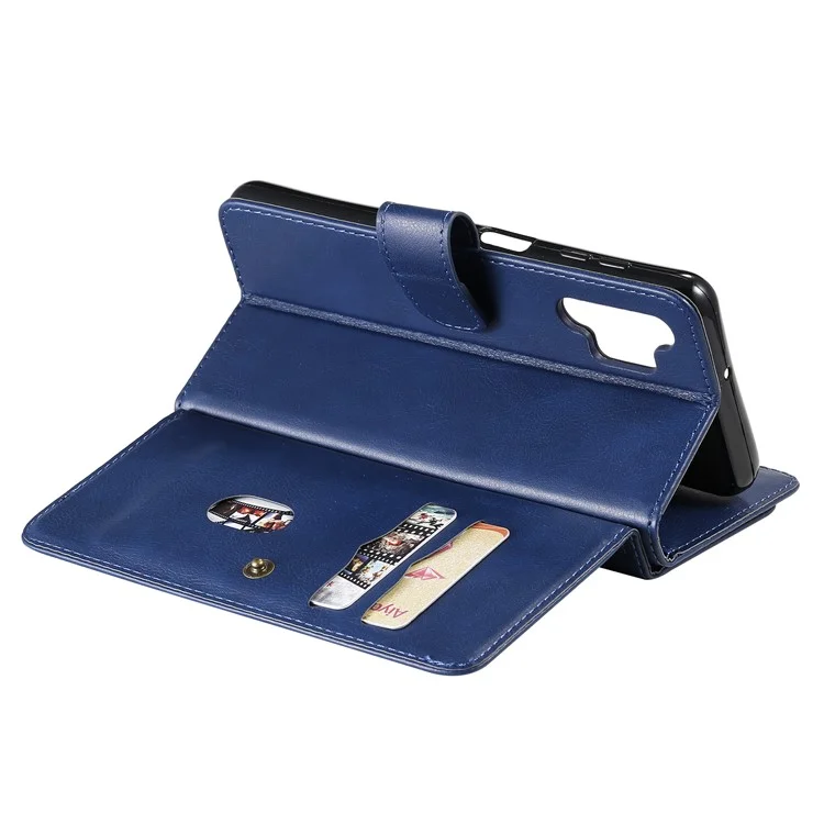 For Samsung Galaxy A32 5G / M32 5G Leather Case with 10 Card Holder Phone Cover Stand - Blue