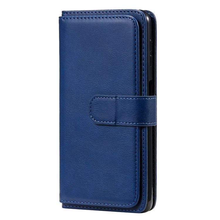For Samsung Galaxy A32 5G / M32 5G Leather Case with 10 Card Holder Phone Cover Stand - Blue