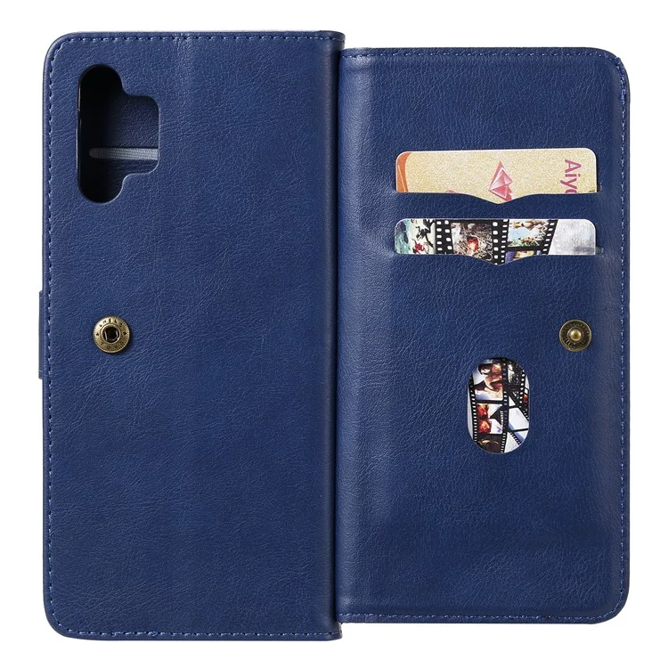 For Samsung Galaxy A32 5G / M32 5G Leather Case with 10 Card Holder Phone Cover Stand - Blue