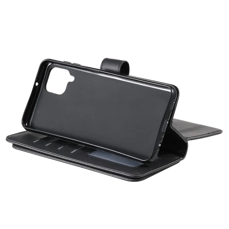 For Samsung Galaxy A12 Leather Case with 10 Card Holder Phone Cover Stand - Black