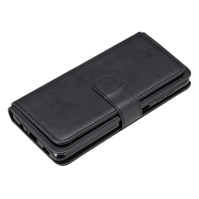 For Samsung Galaxy A12 Leather Case with 10 Card Holder Phone Cover Stand - Black