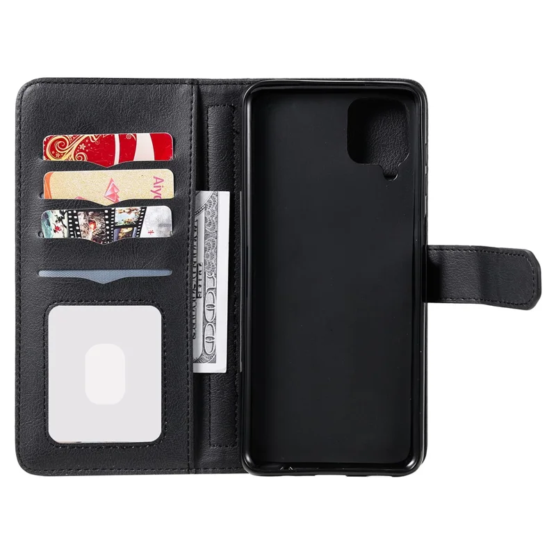 For Samsung Galaxy A12 Leather Case with 10 Card Holder Phone Cover Stand - Black