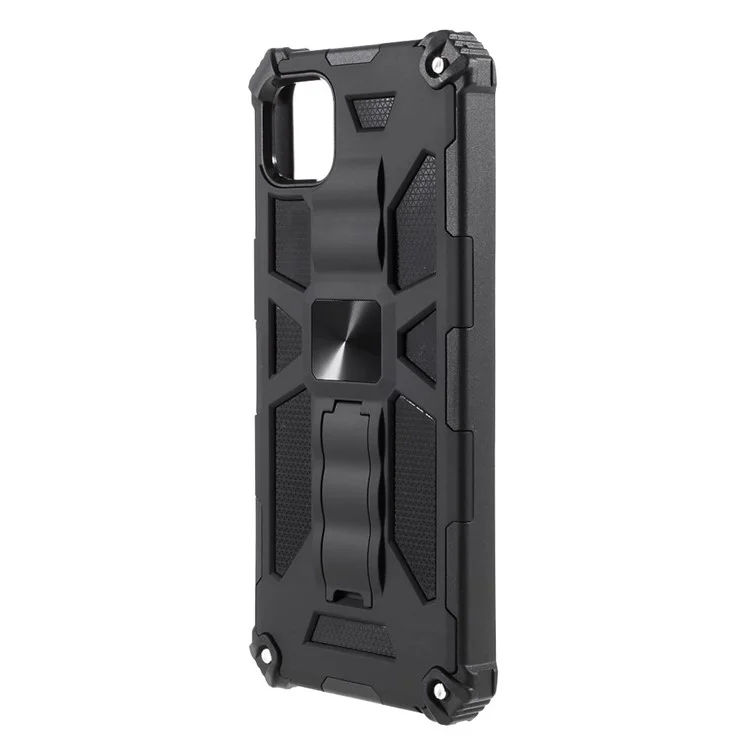 Armor Drop-proof PC TPU Kickstand Design Phone Case Cover with Magnetic Metal Sheet for Samsung Galaxy A22 5G (EU Version) - Black