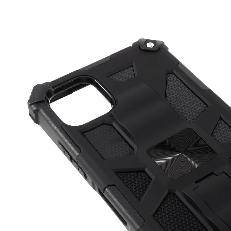 Armor Drop-proof PC TPU Kickstand Design Phone Case Cover with Magnetic Metal Sheet for Samsung Galaxy A22 5G (EU Version) - Black