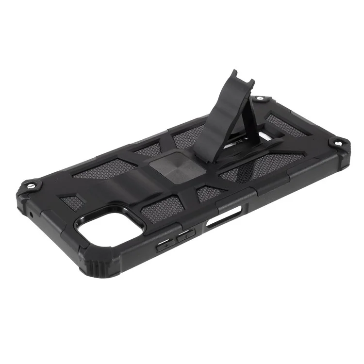 Armor Drop-proof PC TPU Kickstand Design Phone Case Cover with Magnetic Metal Sheet for Samsung Galaxy A22 5G (EU Version) - Black