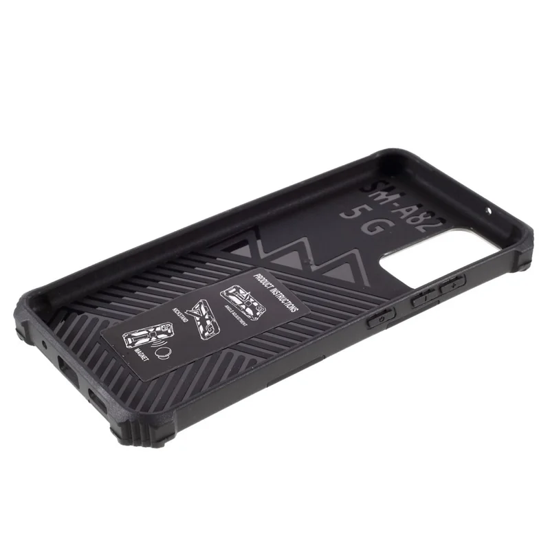 Armor Shockproof Kickstand PC TPU Phone Case Cover with Magnetic Metal Sheet for Samsung Galaxy A82 5G - Black