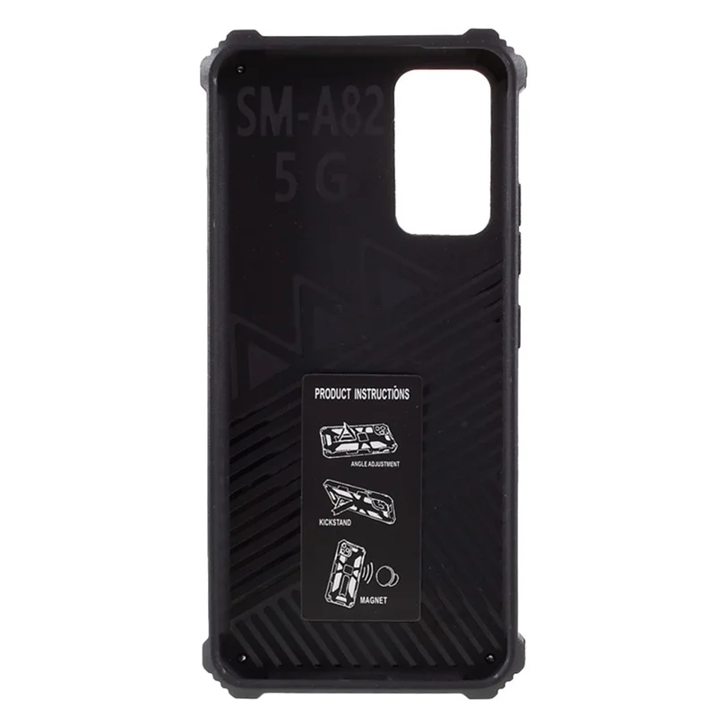 Rüstungsschockdicht Von Kickstand -pc -tpu -telefonhülle Mit Magnetmetallblech Für Samsung Galaxy A82 5G - Silber-