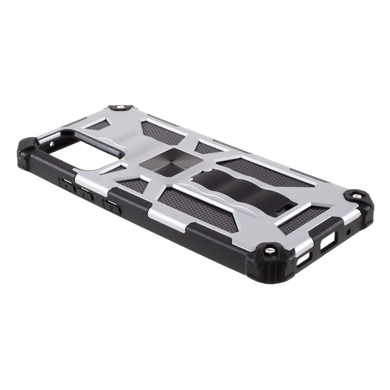 Rüstungsschockdicht Von Kickstand -pc -tpu -telefonhülle Mit Magnetmetallblech Für Samsung Galaxy A82 5G - Silber-