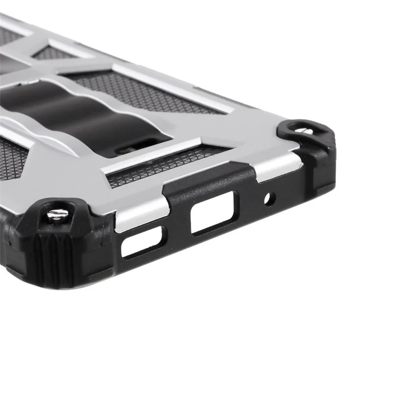 Rüstungsschockdicht Von Kickstand -pc -tpu -telefonhülle Mit Magnetmetallblech Für Samsung Galaxy A82 5G - Silber-