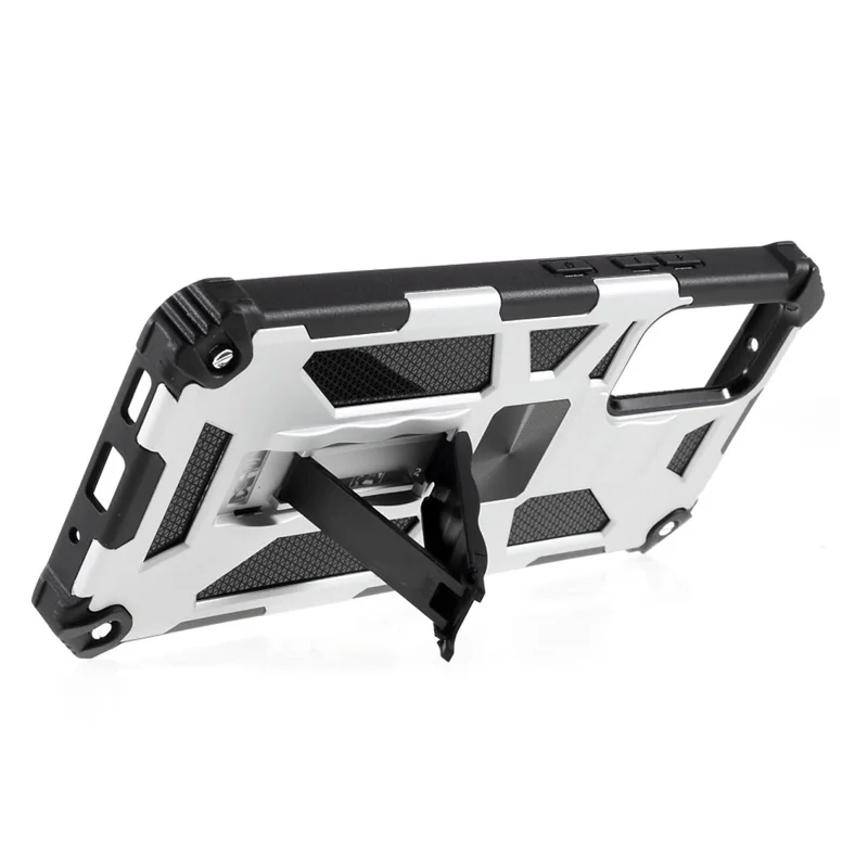 Rüstungsschockdicht Von Kickstand -pc -tpu -telefonhülle Mit Magnetmetallblech Für Samsung Galaxy A82 5G - Silber-