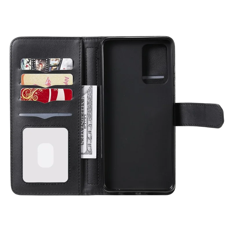 جراب جلد لجهاز Samsung Galaxy A52 4G / 5G / A52s 5G مع حامل بطاقة 10 وجيب للهاتف - أسود