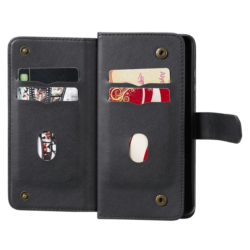 جراب جلد لجهاز Samsung Galaxy A52 4G / 5G / A52s 5G مع حامل بطاقة 10 وجيب للهاتف - أسود