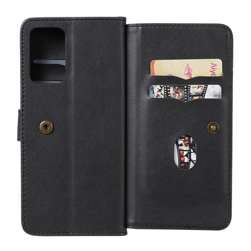 جراب جلد لجهاز Samsung Galaxy A52 4G / 5G / A52s 5G مع حامل بطاقة 10 وجيب للهاتف - أسود
