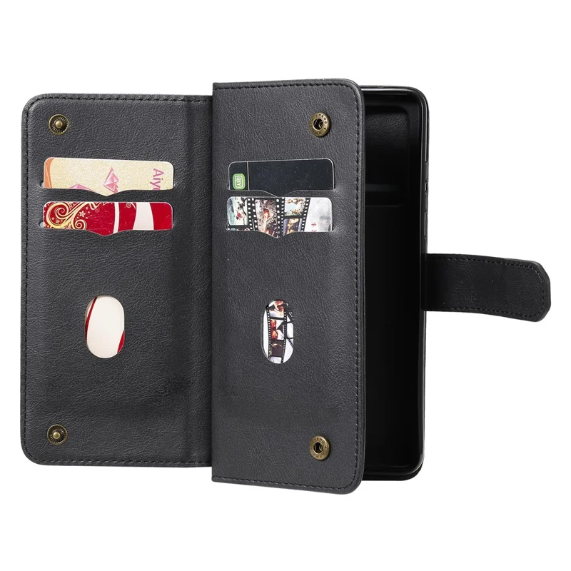 جراب جلد لجهاز Samsung Galaxy A52 4G / 5G / A52s 5G مع حامل بطاقة 10 وجيب للهاتف - أسود