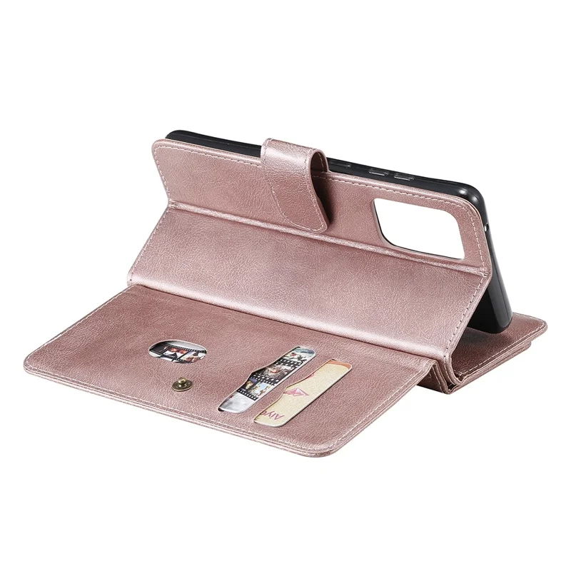 For Samsung Galaxy A52 4G / 5G / A52s 5G Leather Case with 10 Card Holder Phone Cover Stand - Pink