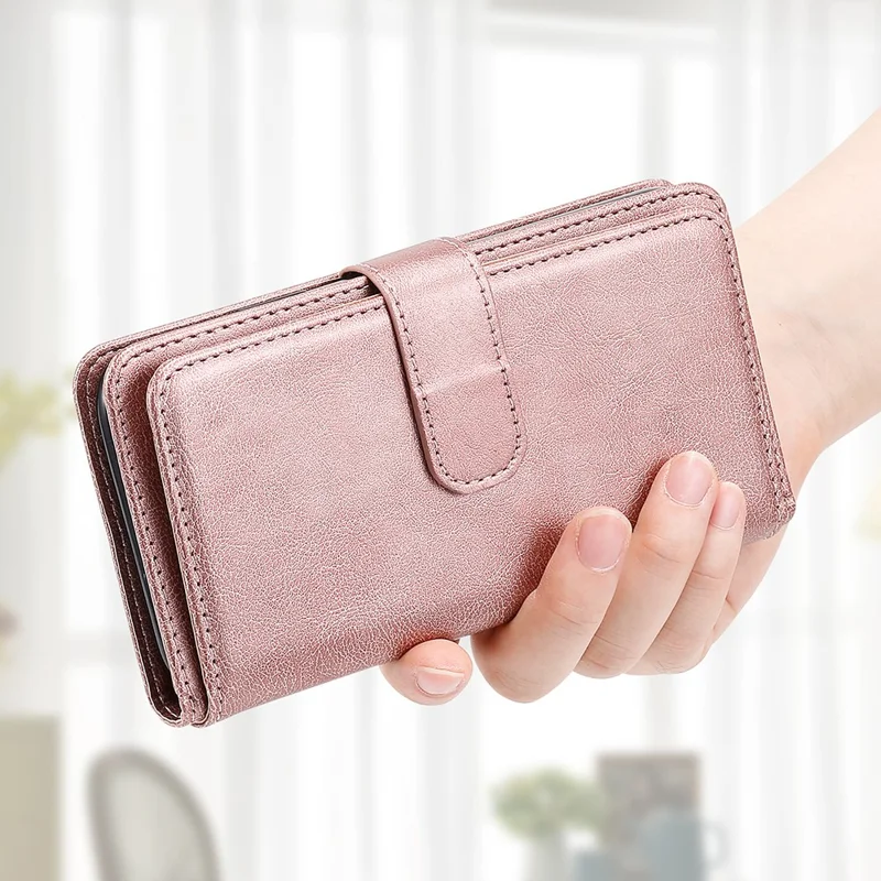 For Samsung Galaxy A52 4G / 5G / A52s 5G Leather Case with 10 Card Holder Phone Cover Stand - Pink